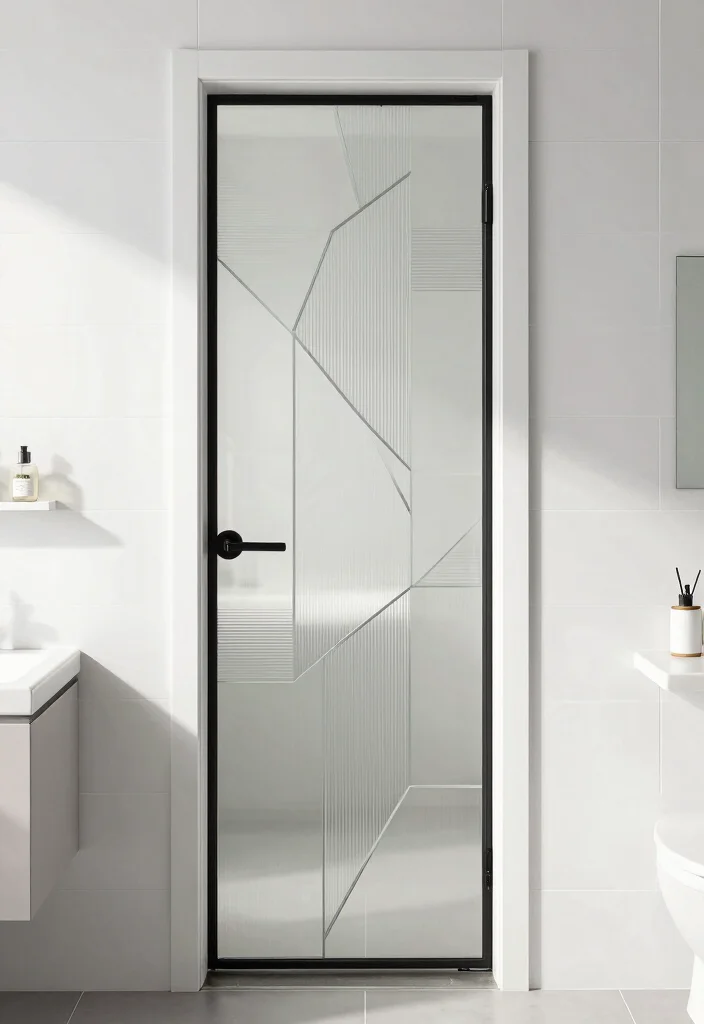 14 Glass Bathroom Door Ideas For Modern Spaces - 11. Geometric Glass Doors 1