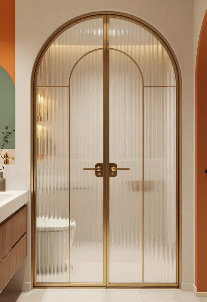 14 Glass Bathroom Door Ideas For Modern Spaces - 13. Arched Glass Doors 1