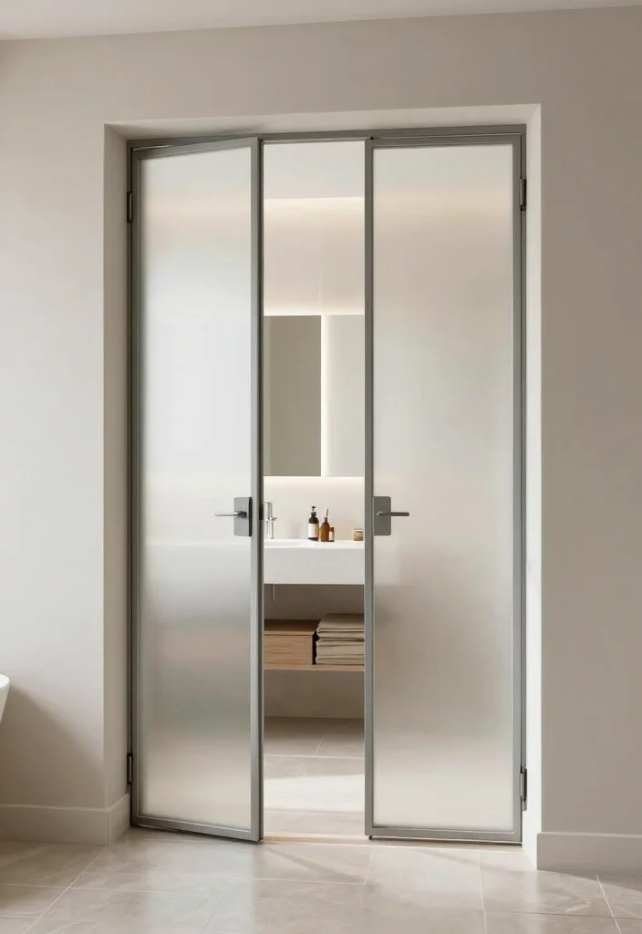 14 Glass Bathroom Door Ideas For Modern Spaces - 3. Bi-Fold Glass Doors 1