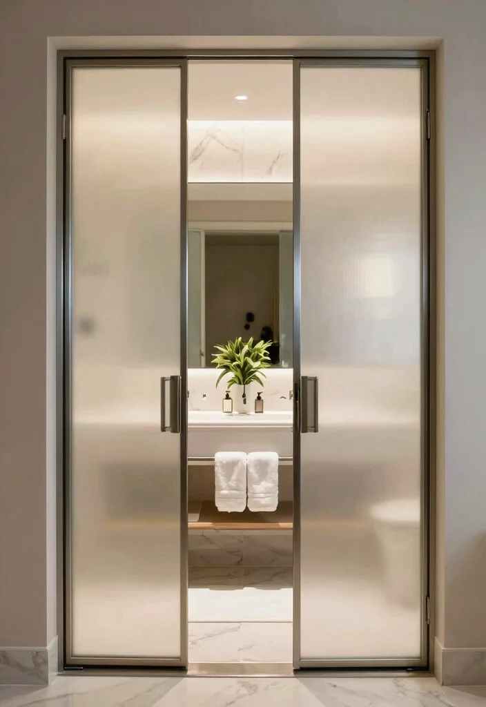 14 Glass Bathroom Door Ideas For Modern Spaces - 6. Double Glass Doors 1