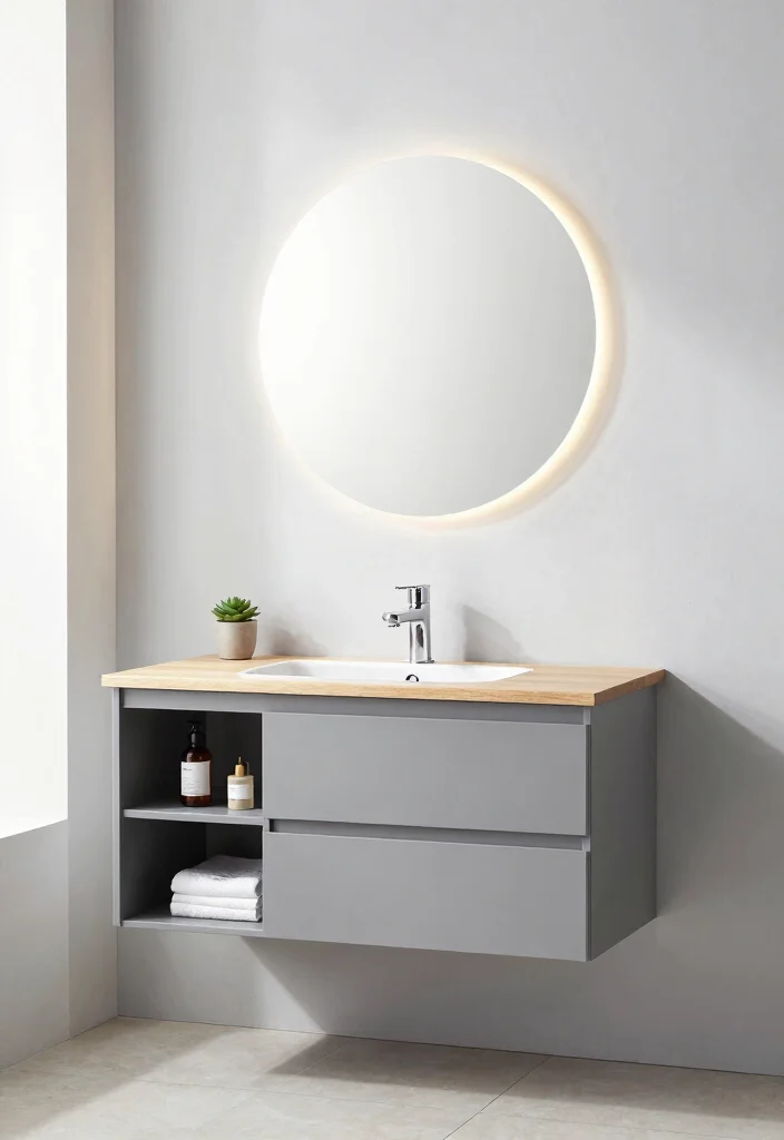 14 Gray Bathroom Vanity Ideas For A Calm Modern Look - 1. Minimalist Floating Gray Vanity 1
