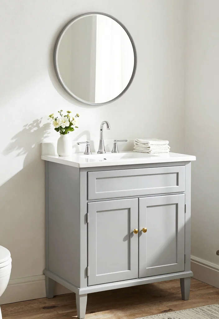 14 Gray Bathroom Vanity Ideas For A Calm Modern Look - 2. Vintage Gray Shaker Vanity 1