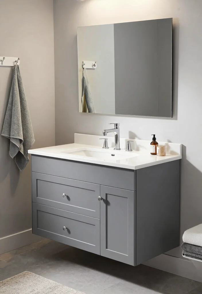 14 Gray Bathroom Vanity Ideas For A Calm Modern Look - 5. Gray and White Combo Vanity 1