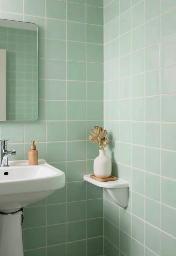 14 Green Bathroom Tile Ideas That Feel Fresh - 11. Seafoam Green Tiles 1