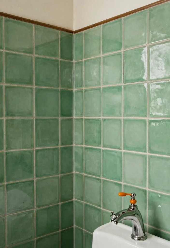 14 Green Bathroom Tile Ideas That Feel Fresh - 14. Vintage Green Enamel Tiles 1