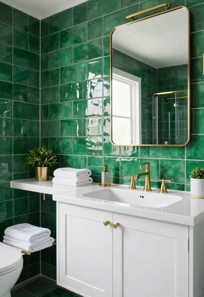 14 Green Bathroom Tile Ideas That Feel Fresh - 5. Bright Emerald Green Tiles 1