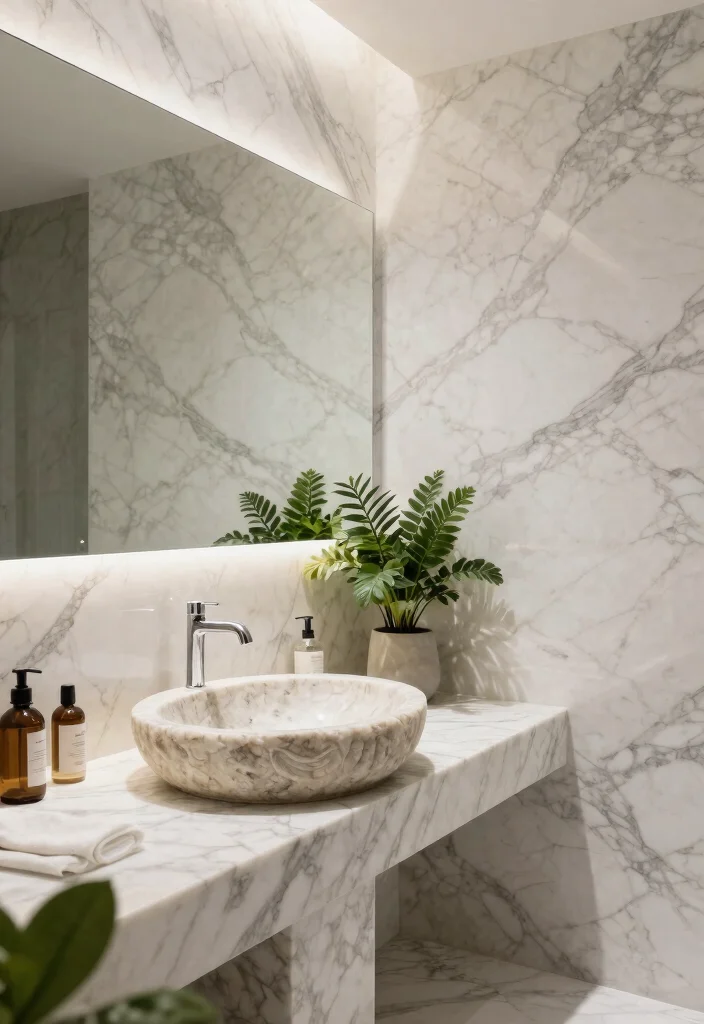 14 Indian Bathroom Ideas With Cultural Style - 12. Stone and Marble Accents 1