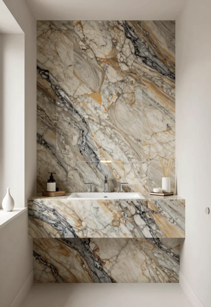 14 Onyx Tile Bathroom Ideas With Luxurious Depth - 12. Onyx Tile Wainscoting 1