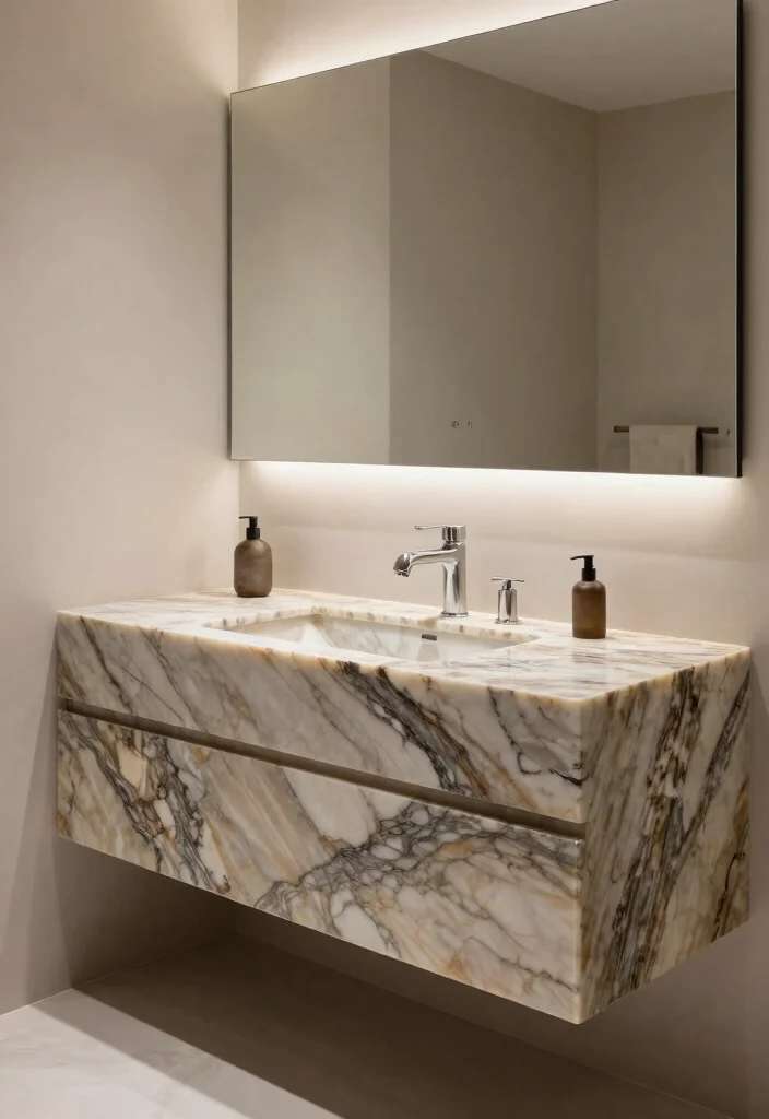14 Onyx Tile Bathroom Ideas With Luxurious Depth - 6. Onyx Sink Vanity for Added Luxury 1