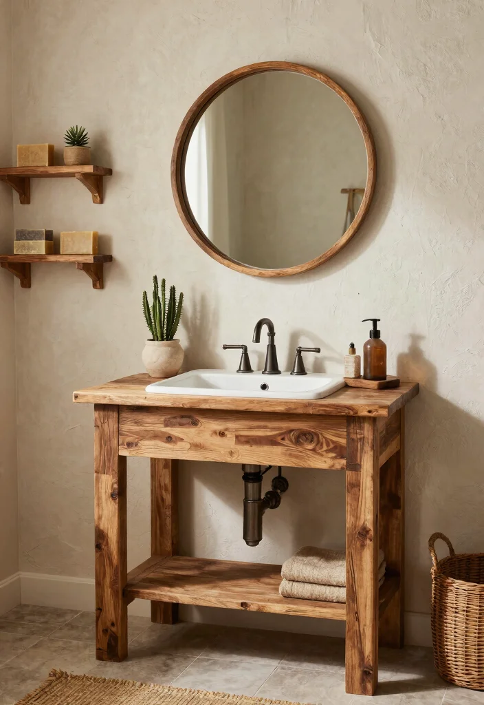 14 Southwest Bathroom Ideas With Earthy Character - 1. Rustic Wood Accents 1