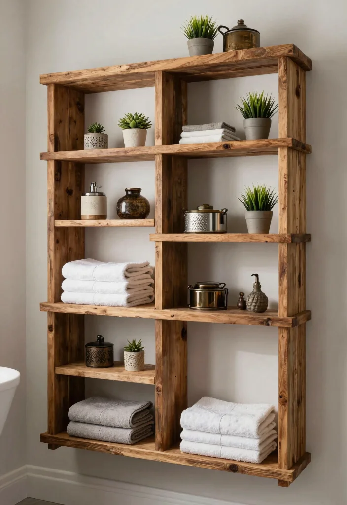 14 Southwest Bathroom Ideas With Earthy Character - 10. Unique Stacked Shelving 1