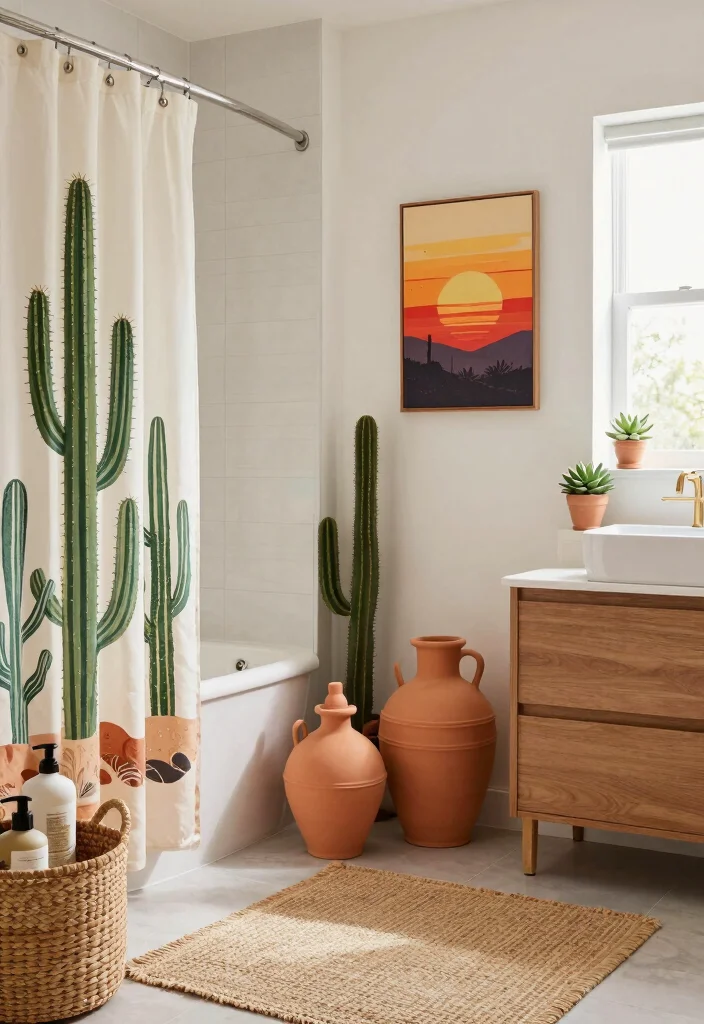 14 Southwest Bathroom Ideas With Earthy Character - 3. Desert-Inspired Decor 1