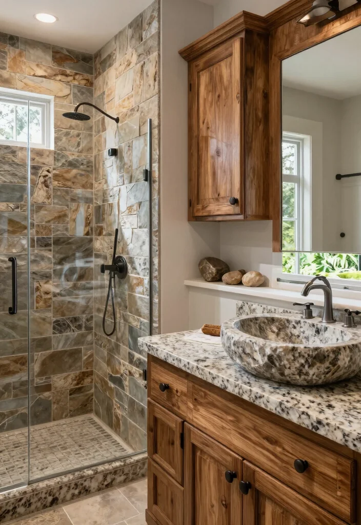 14 Southwest Bathroom Ideas With Earthy Character - 4. Natural Stone Details 1