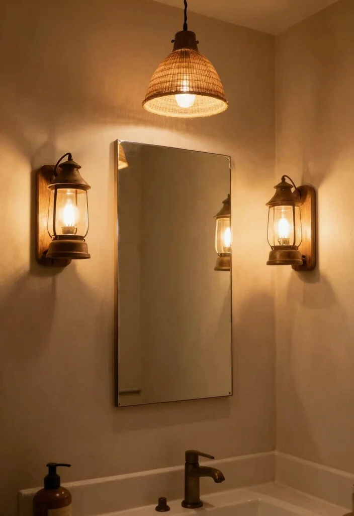 14 Southwest Bathroom Ideas With Earthy Character - 9. Warm Lighting Choices 1