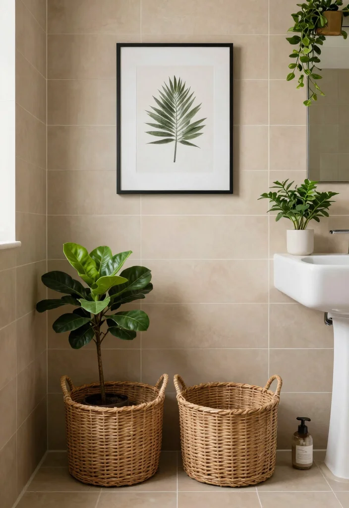 14 Tan Tile Bathroom Ideas With Warm Balance - 12. Accessorizing with Purpose: Thoughtful Decor Choices 1
