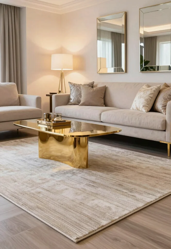 15 6x9 Rug Living Room Ideas Right Size Styling - 11. A Touch of Glam with Metallic Accents 1