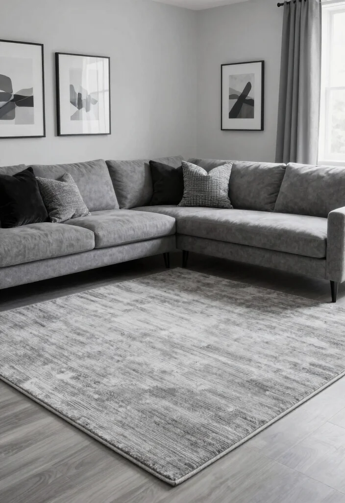 15 6x9 Rug Living Room Ideas Right Size Styling - 12. Embracing Monochrome for Cohesion 1