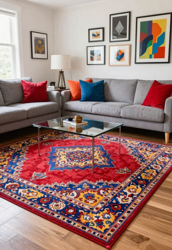 15 6x9 Rug Living Room Ideas Right Size Styling - 2. Bold Patterns to Make a Statement 1