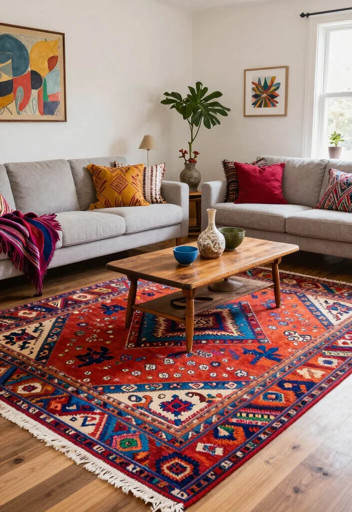 15 6x9 Rug Living Room Ideas Right Size Styling - 5. Mixing Styles for Eclectic Appeal 1