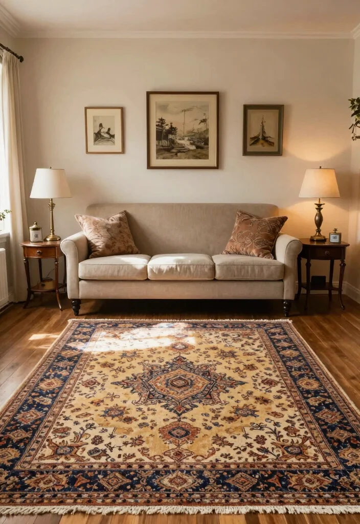 15 6x9 Rug Living Room Ideas Right Size Styling - 9. Vintage Vibes for Timeless Elegance 1