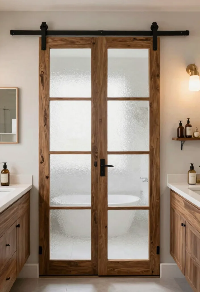 15 Bathroom Stall Door Ideas That Balance Privacy And Style - 13. Sliding Glass Barn Doors 1