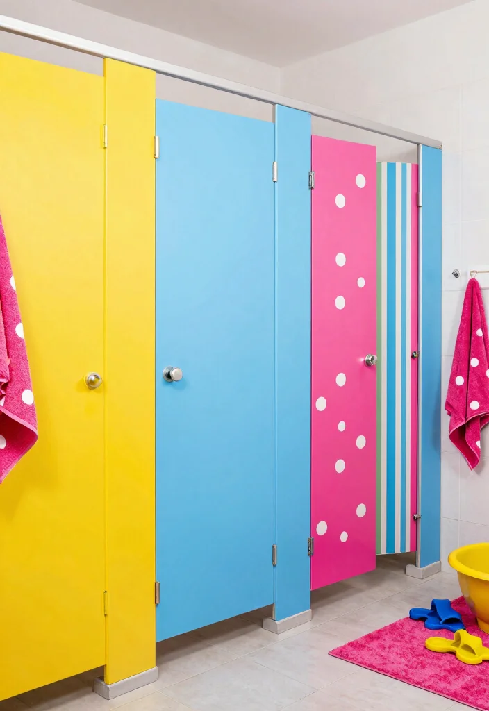 15 Bathroom Stall Door Ideas That Balance Privacy And Style - 3. Playful Colorful Designs 1