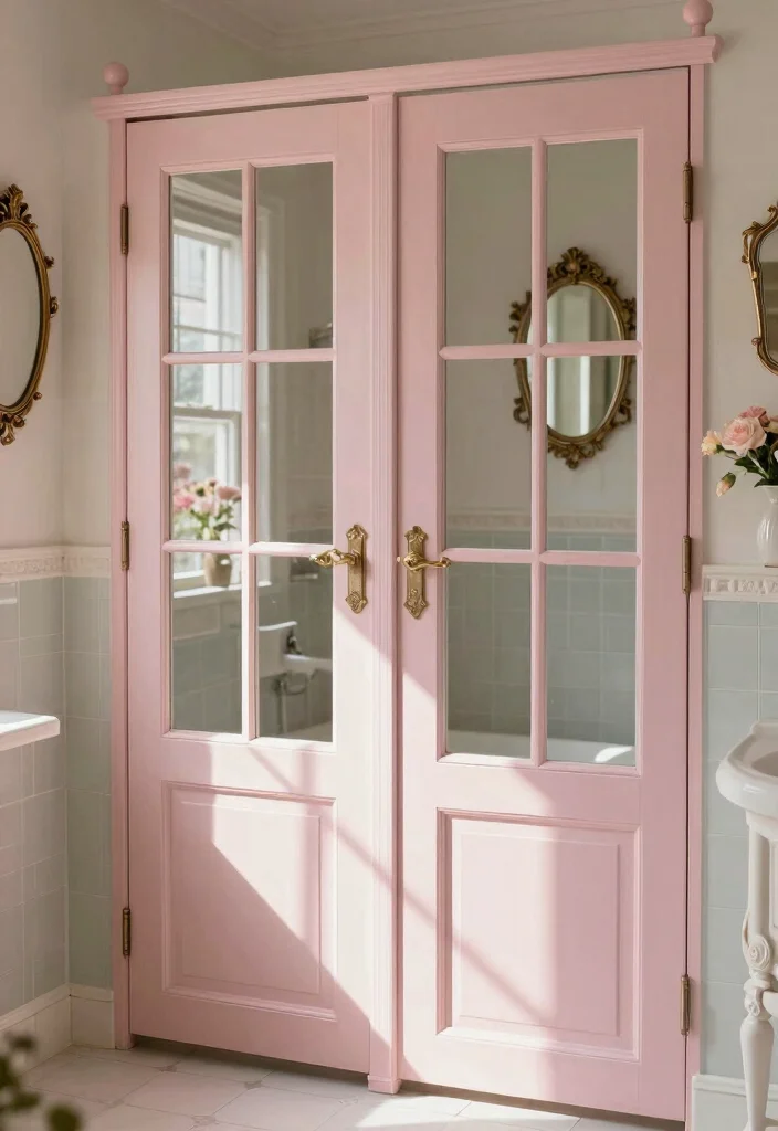 15 Bathroom Stall Door Ideas That Balance Privacy And Style - 8. Vintage French Doors 1