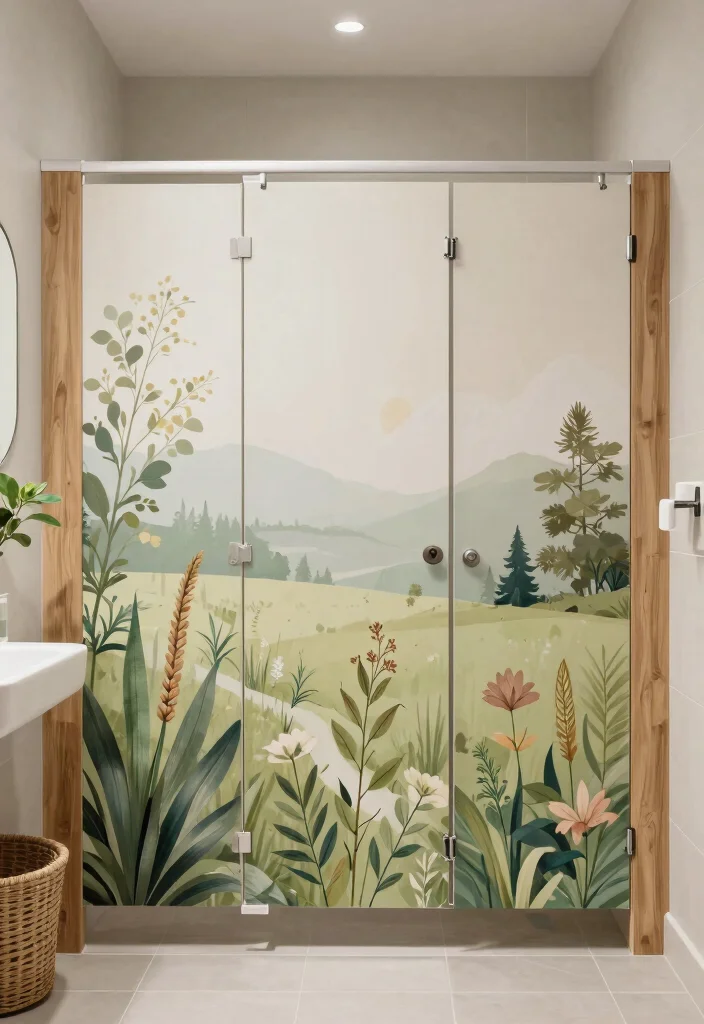15 Bathroom Stall Door Ideas That Balance Privacy And Style - 9. Whimsical Nature-Themed Designs 1