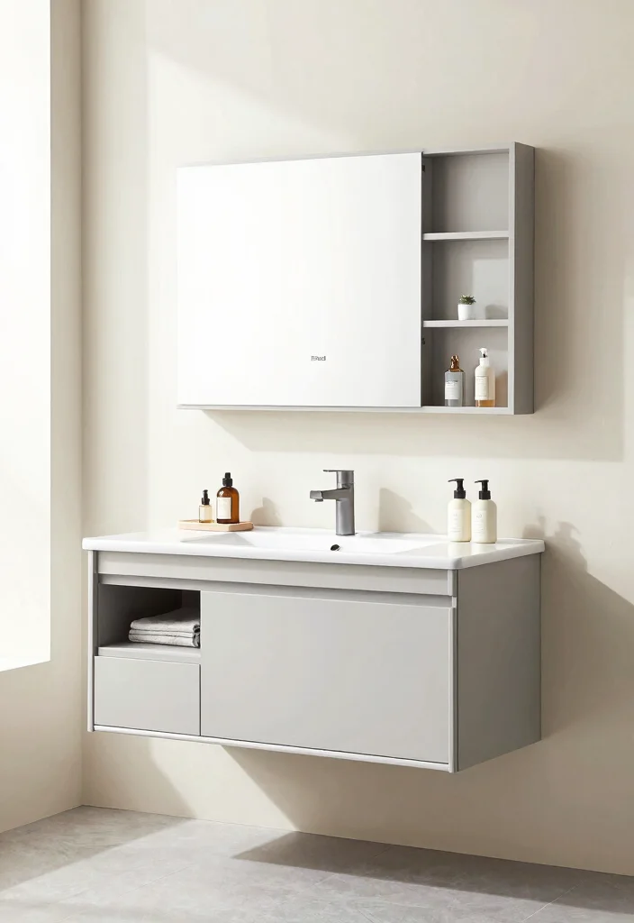 15 Bathroom Vanity Shelf Ideas That Add Storage And Style - 13. Wall-Mounted Vanities: Two-in-One Solution 1