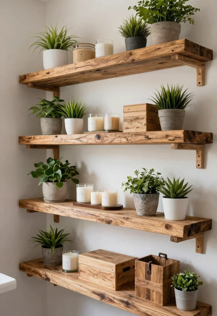 15 Bathroom Vanity Shelf Ideas That Add Storage And Style - 5. Reclaimed Wood Shelves: Rustic Charm 1