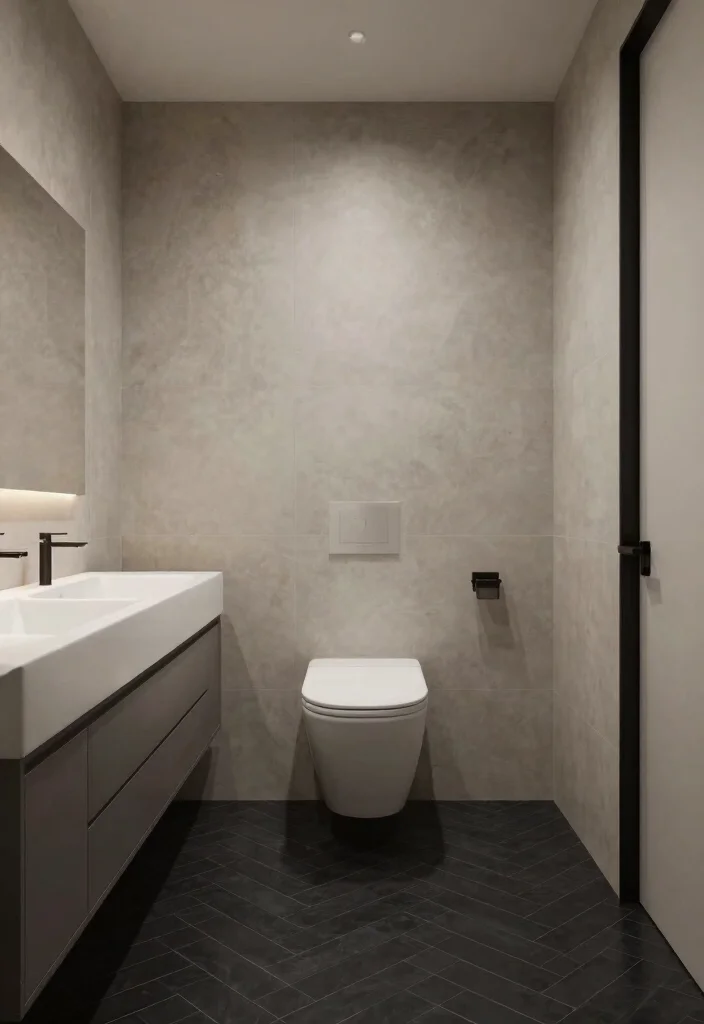 15 Black Herringbone Tile Bathroom Ideas With Bold Drama - 11. Sophisticated Neutrals 1