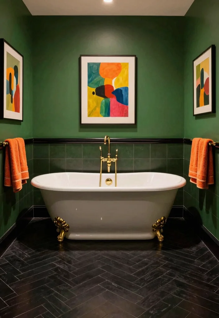 15 Black Herringbone Tile Bathroom Ideas With Bold Drama - 2. Bold Contrast 1