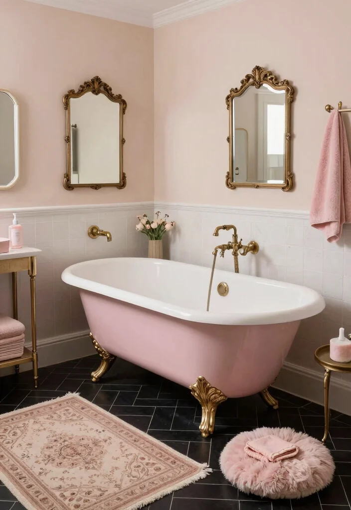 15 Black Herringbone Tile Bathroom Ideas With Bold Drama - 4. Vintage Charm 1