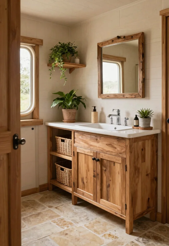 15 Caravan Bathroom Ideas For Small Mobile Spaces - 4. Natural Materials and Textures 1