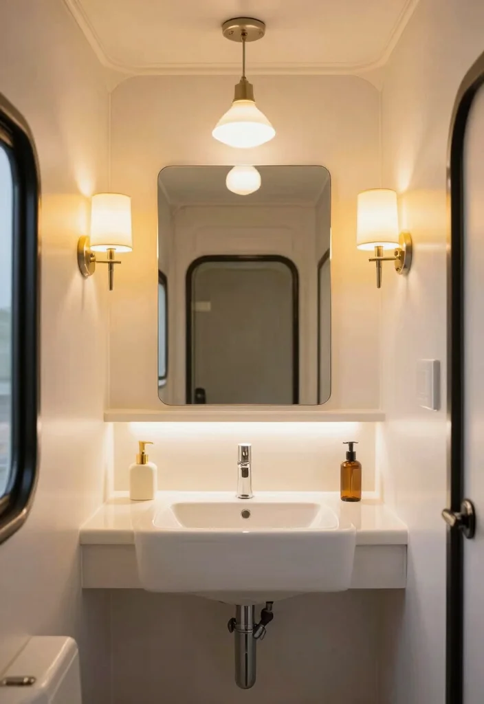 15 Caravan Bathroom Ideas For Small Mobile Spaces - 7. Creative Lighting Solutions 1