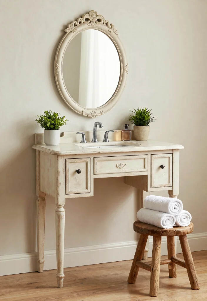15 Cottage Bathroom Ideas With Cozy Charm - 1. Vintage Vanities for Timeless Appeal 1