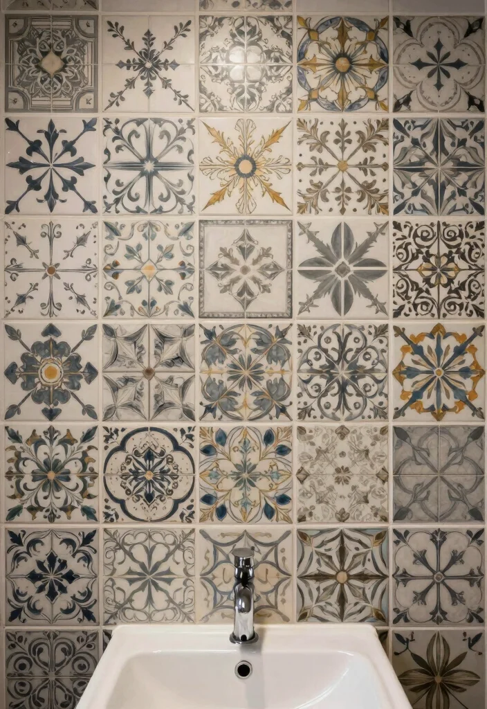 15 Cottage Bathroom Ideas With Cozy Charm - 11. Unique Tile Designs for Character 1