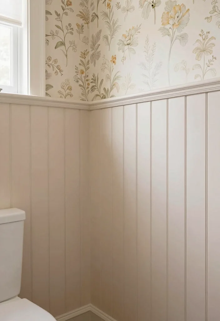 15 Cottage Bathroom Ideas With Cozy Charm - 13. Creative Wall Treatments for Uniqueness 1