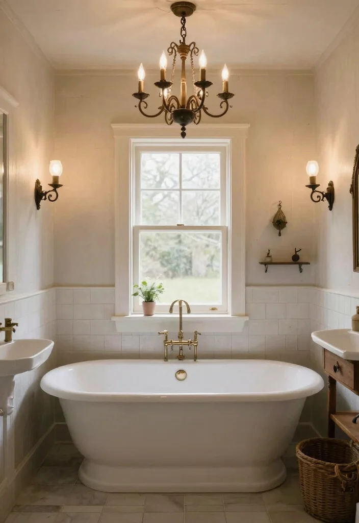 15 Cottage Bathroom Ideas With Cozy Charm - 5. Charming Lighting Fixtures 1
