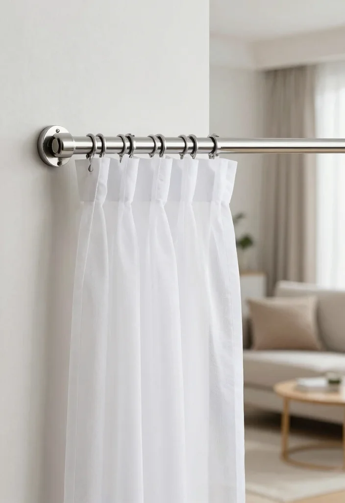 15 Curtain Rails Living Room Ideas for a Clean Modern Finish - 1. Sleek Silver Curtain Rails 1