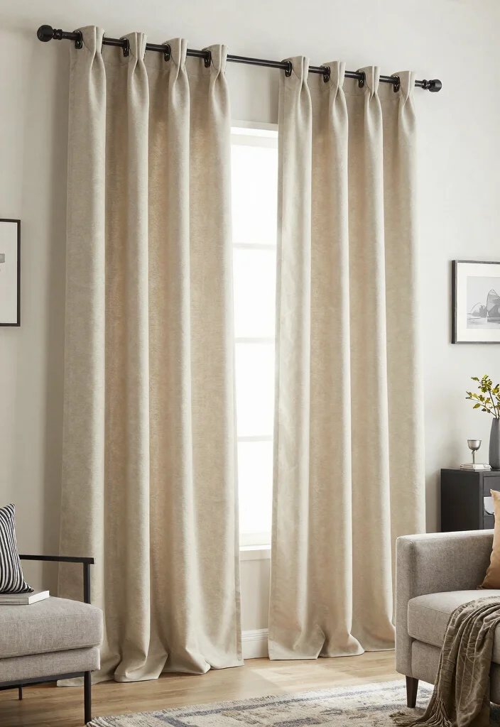 15 Curtain Rails Living Room Ideas for a Clean Modern Finish - 14. Urban Chic Curtain Clips 1