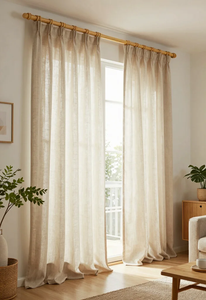 15 Curtain Rails Living Room Ideas for a Clean Modern Finish - 15. Sustainable Bamboo Curtain Rails 1