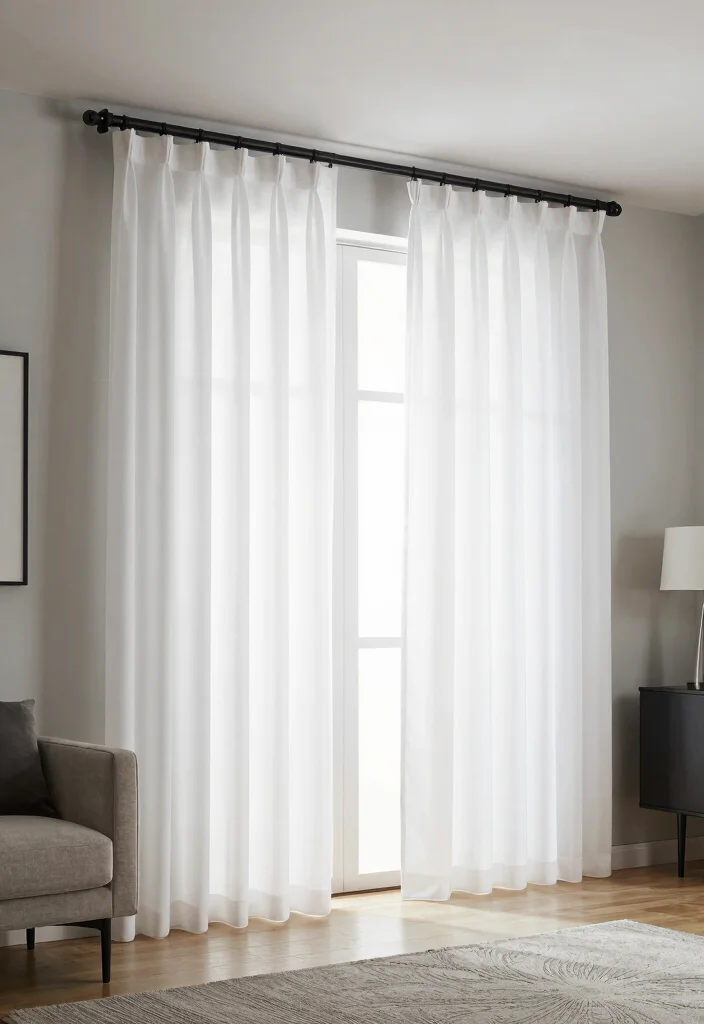 15 Curtain Rails Living Room Ideas for a Clean Modern Finish - 3. Minimalist Black Curtain Rails 1