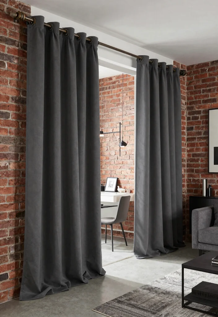 15 Curtain Rails Living Room Ideas for a Clean Modern Finish - 7. Industrial-Style Curtain Rails 1