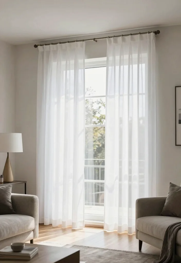 15 Curtain Rails Living Room Ideas for a Clean Modern Finish - 9. Tension Rods for a Clean Look 1