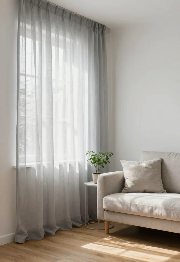15 Gray Curtains Living Room Ideas for a Neutral Elegant Style - 1. Light Gray Sheers for a Breezy Feel 1