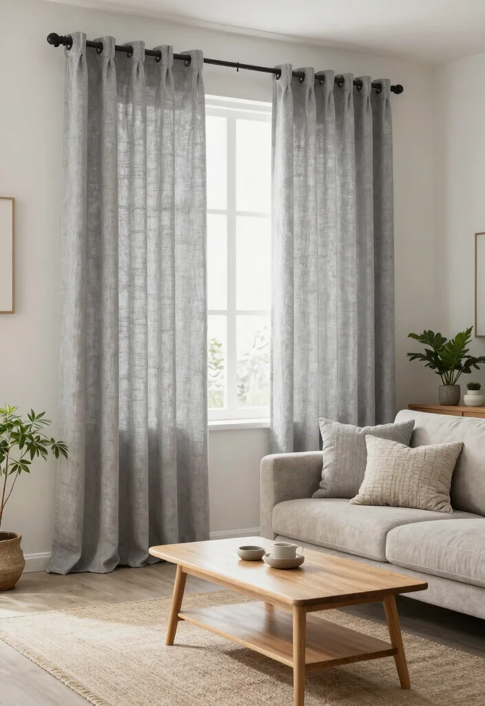 15 Gray Curtains Living Room Ideas for a Neutral Elegant Style - 4. Gray Linen Curtains for a Natural Look 1