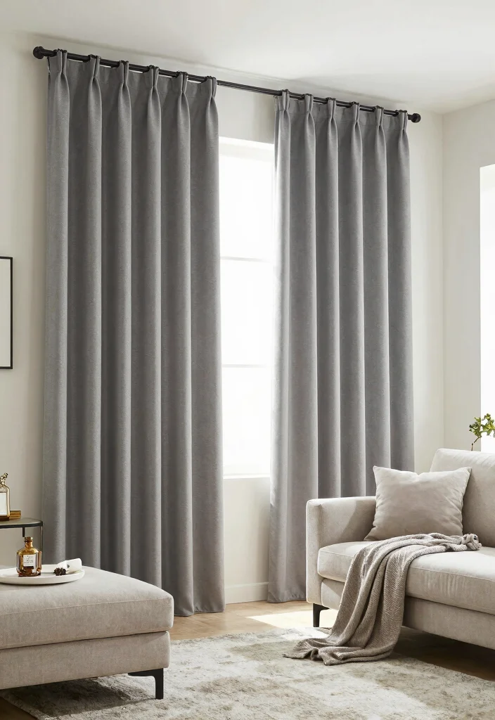 15 Gray Curtains Living Room Ideas for a Neutral Elegant Style - 6. Gray Blackout Curtains for Ultimate Privacy 1