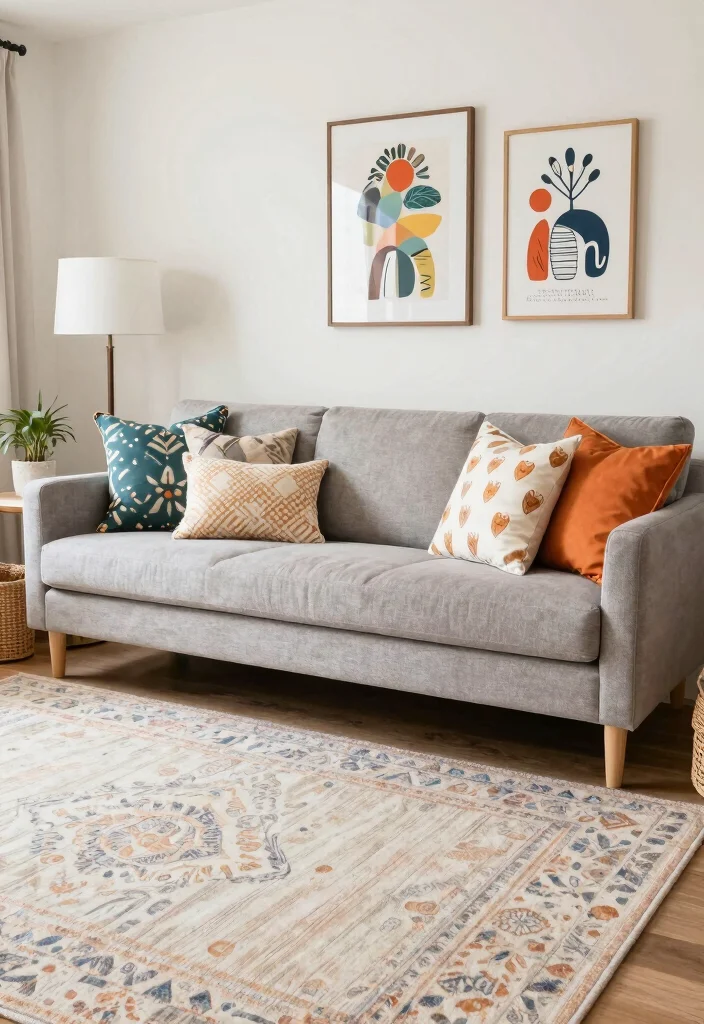 15 Mink Sofa Living Room Ideas: Soft Neutral Elegance - 11. Playful Patterns 1