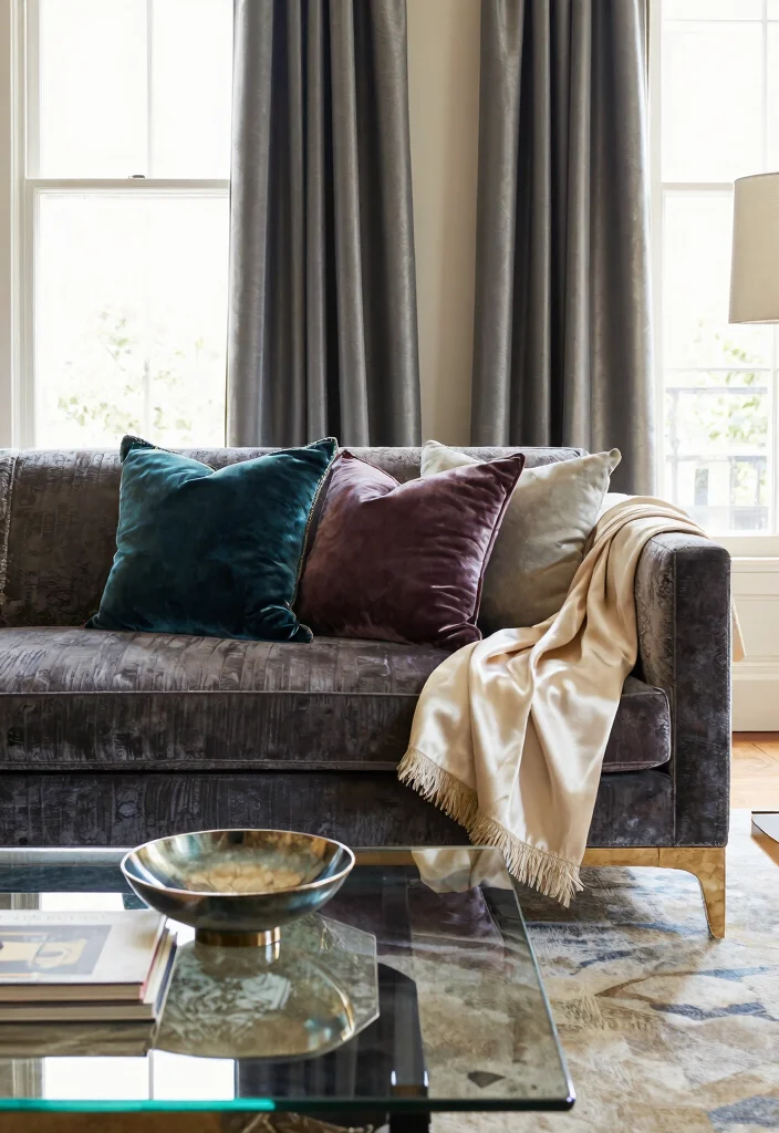 15 Mink Sofa Living Room Ideas: Soft Neutral Elegance - 3. Luxurious Textiles 1